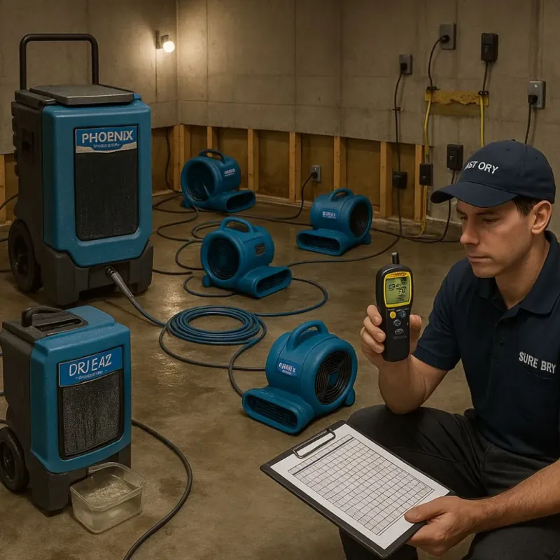 Structural Drying and Dehumidification process in Mountain Lake Park, MD